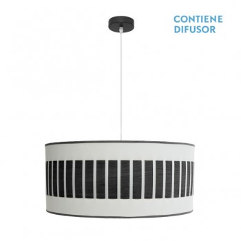 Distribuidor - Lâmpadas Diversas | Colgantes Moderno | COLGANTE IVANNA 3XE27 NEGRO/BLANCO-MADERA NEGRA REGX60X60 CM Ref: 188496009